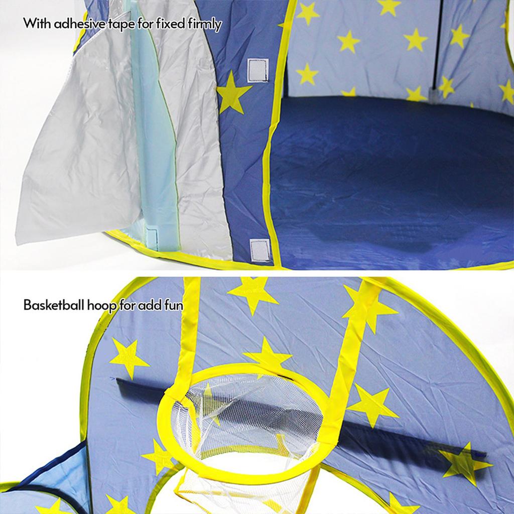 3 in 1 Kids Play Tent Crawl Tunnel and with Basketball Hoop Space Tent for Kids with Zippered Storage Bag for Boys Girls Toddlers Kids