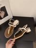 Niche thick heel French toe sandals fairy shoes 2025 new summer black temperament with skirt Roman shoes