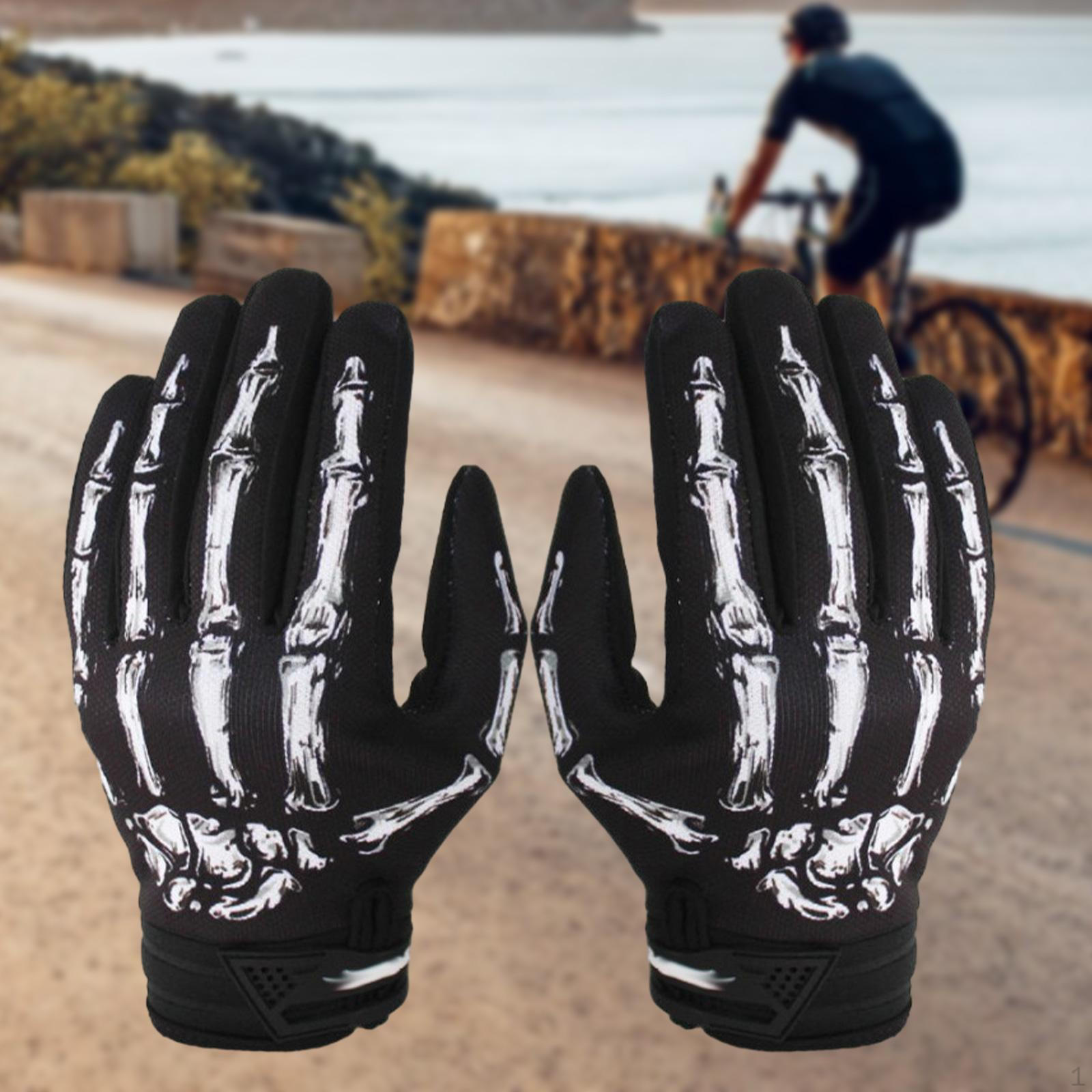 

Велосипедные перчатки с рисунком лапы скелета для езды на велосипеде, противоскользящие, с полным пальцем для дороги Size L
