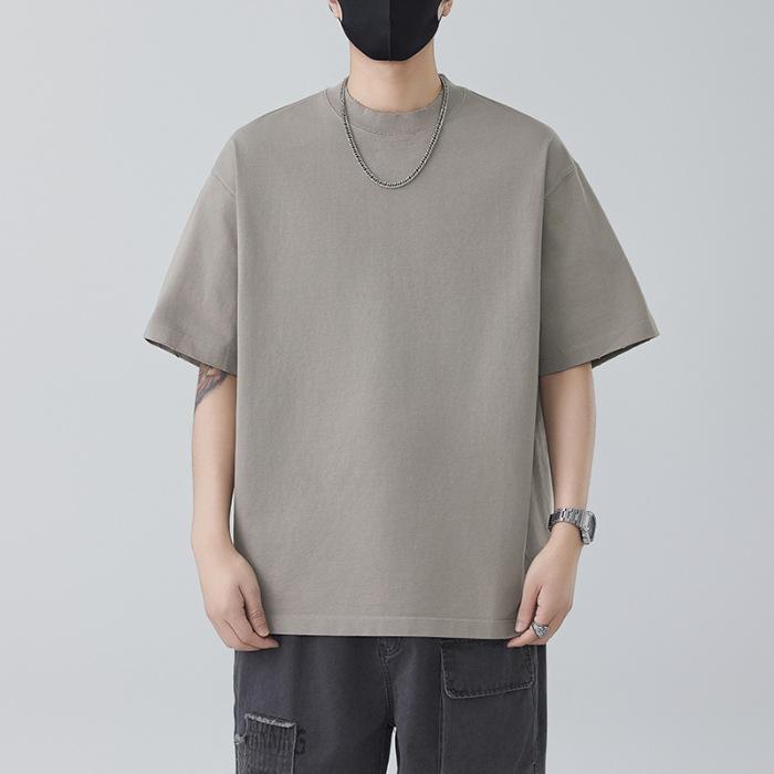 

New Summer Heavyweight 320g Pure Cotton Cool T-shirt Men s White Short-sleeved Loose Top Men 2XL