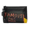 X Basquiat Collaboration Pouch 29 Dinosaur Graffiti Leather Wristlet Men Pouch Black C5453-QBM2