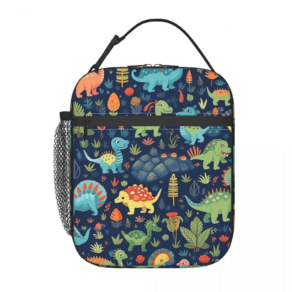 Cartoon Cute Dinosaur Pattern Insulated Lunch Bag for Women Kids Portable Food Boxes Thermal Lunch Box Tote One Size