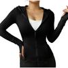 Women’s Casual Hooded Zip Up Jacket with Thumb Holes Long Sleeve Slim Fit Breathable Lightweight Top for Everyday Wear