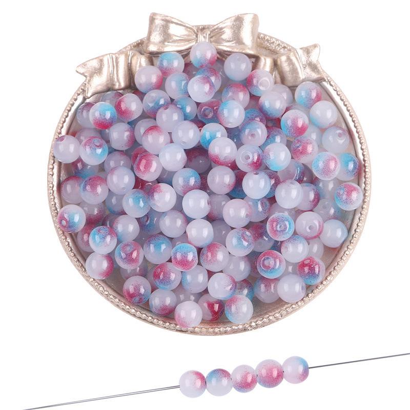 8mm Summer Dream Jelly Duplex Glass Round Beads Loose Beads DIY Handmade Bracelet Glaze Beading String Material Beads for Jewelry Making