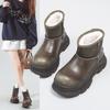 Leather platform snow boots women's winter new velvet thickened polished Martin boots small retro versatile short boots