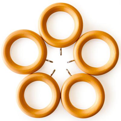 Unitech Paloma Wooden Curtain Rings, Natural, Set of 5, Outer Diameter 60mm, Inner Diameter 39mm, Natural Wood