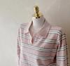 Women's Striped Collar Knit Loose Fit Soft Daily Office Look Sweater
