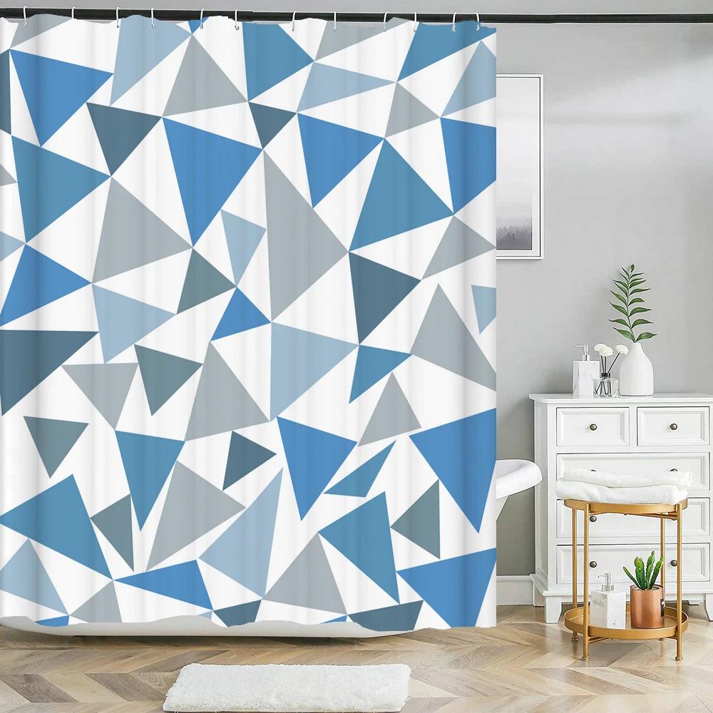 Modern Art Style Marble Geometric Patterns Shower Curtain Waterproof Home Decor Polyester Fabric Bathroom Curtains