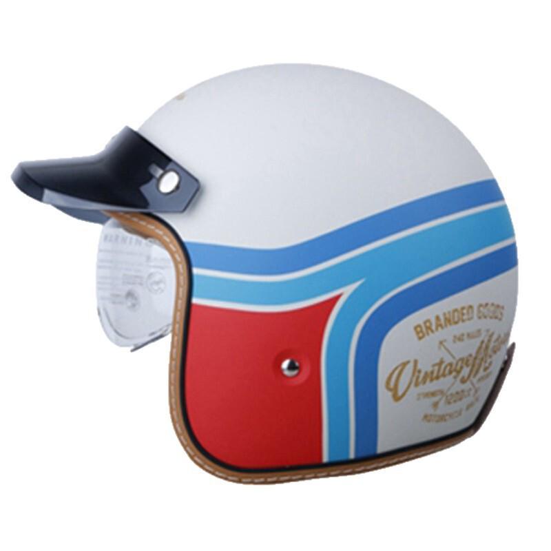 Vintage-Style 3/4 Open Face Motorcycle Helmet Men Women UV Protection All-Season Scooter Bike Riding Gear
