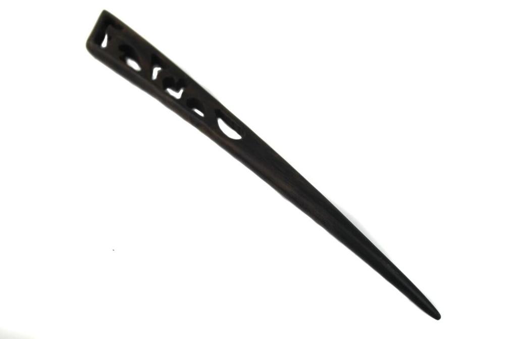 Naissant of Natural Wood Kanzashi Simple Wooden Hair Ornament for Japanese Clothing [Set 2] (Ebony Hairpin) -