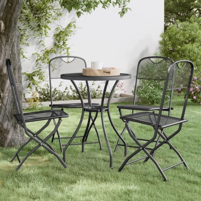 VidaXL Chaises pliables de jardin 4 pcs Maille métallique Anthracite 317339