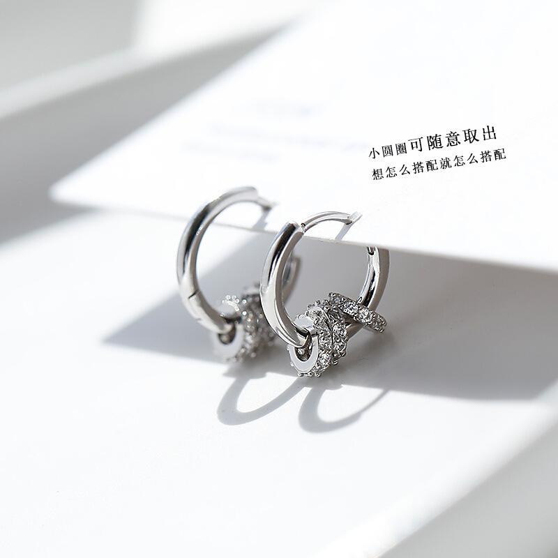 Ear Buckle Women'S Gold Earrings, Trendy Stud Earrings, Simple And Cold Air-Plated 925 Silver Small Circle Earrings, A Pair