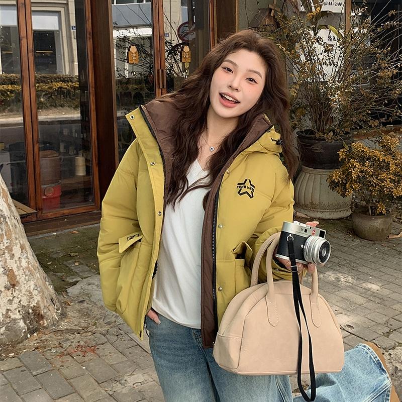 Jesień Zima Pogrubiona Ciepła Parka Kobiety Casual Słodki Jednolity Kolor Duża Kieszeń Luźny Płaszcz z Kapturem Kurtki Odzież Wierzchnia