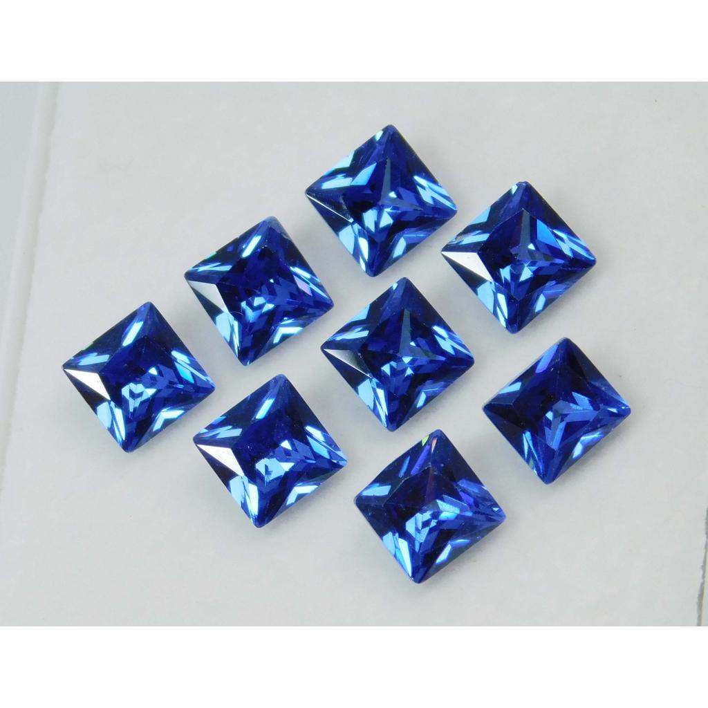 Blue Sapphire CERTIFIED Square Cut Ring Size 8 PCS Natural Loose Gemstone Lot MULTTIQ133