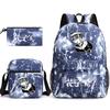 3 Piece School Backpack Set for Students Large Capacity Oxford Cloth Schoolbag with Shoulder Strap and Pencil Case