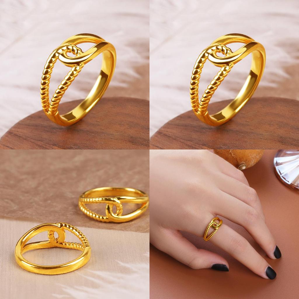 Elegant Adjustable Twist Ring For Couples Crafted From Gold Plated Brass Perfect Gift