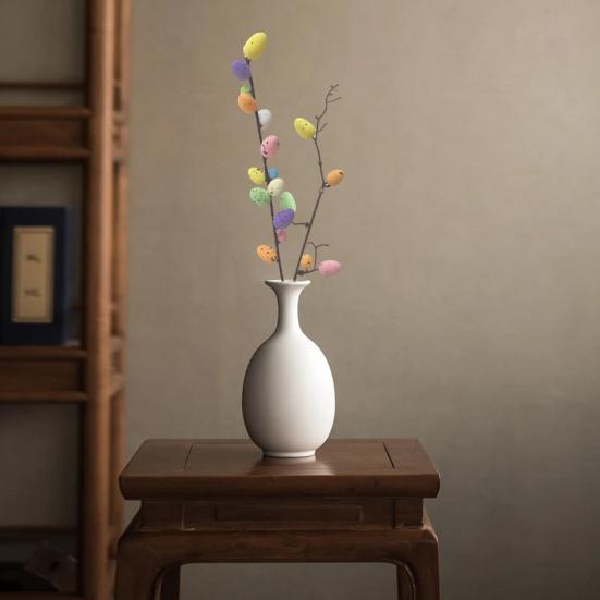 1ks/2ks rostlina velikonočních vajíček Snadná údržba Dekorativní plast Užitečné velikonoční falešné listy Větev s barevným dekorem vajíček pro domácnost