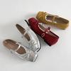 Fashion Silver Retro Square Head Ballet Light Mouth Flat Sole Single Shoes Women's Summer 2025 New with Skirt Mary Jane Shoes
