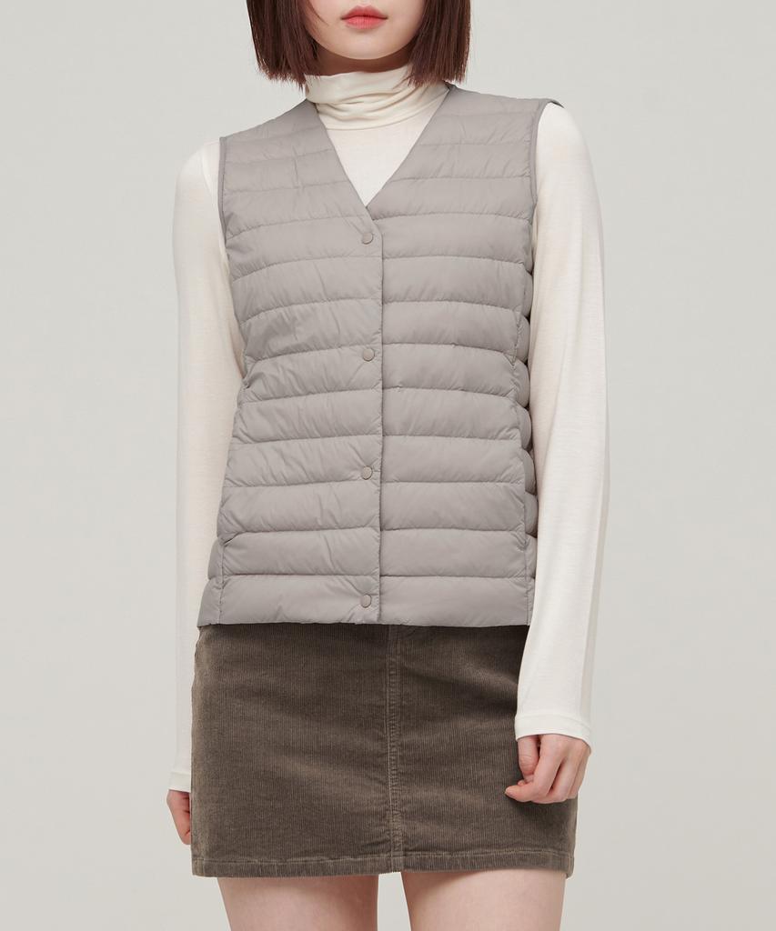Musinsa Standard Woman Women'S Transform Round Neck Light Down Vest [Light Beige]