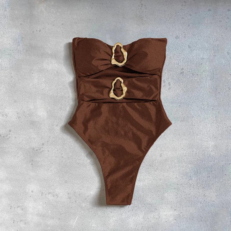 Fato de Banho Inteiro Hollowen Sexy Feminino Moda Praia 2025 Biquíni Cavado Feminino Biquíni Fatos de Banho Brilhantes Body Fato de Banho Roupa de Praia