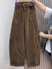 Winter 2025 Women's High Waist Retro Corduroy Slimming Wide Leg Floor-Length Pants