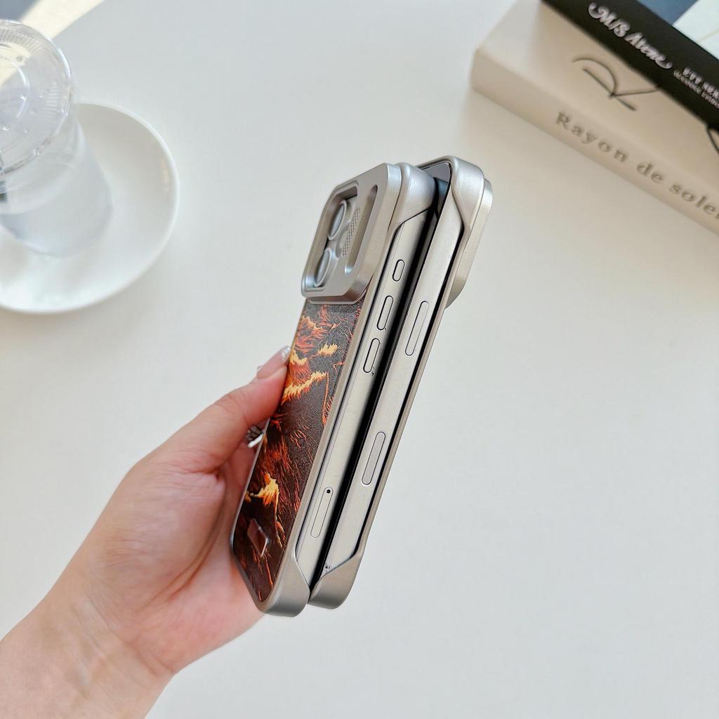 Apple Personalized Retro 17 Pro Max Landscape Painting Leather Phone Case with Borderless Large View for 12 Pro