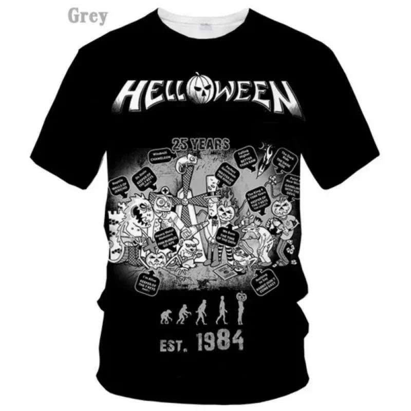 New Popular Rock Helloween Band Print T-Shirts 3D Men Women Fashion Oversized Short Sleeve Tee Shirt Summer Kid Y2k Top Clothing