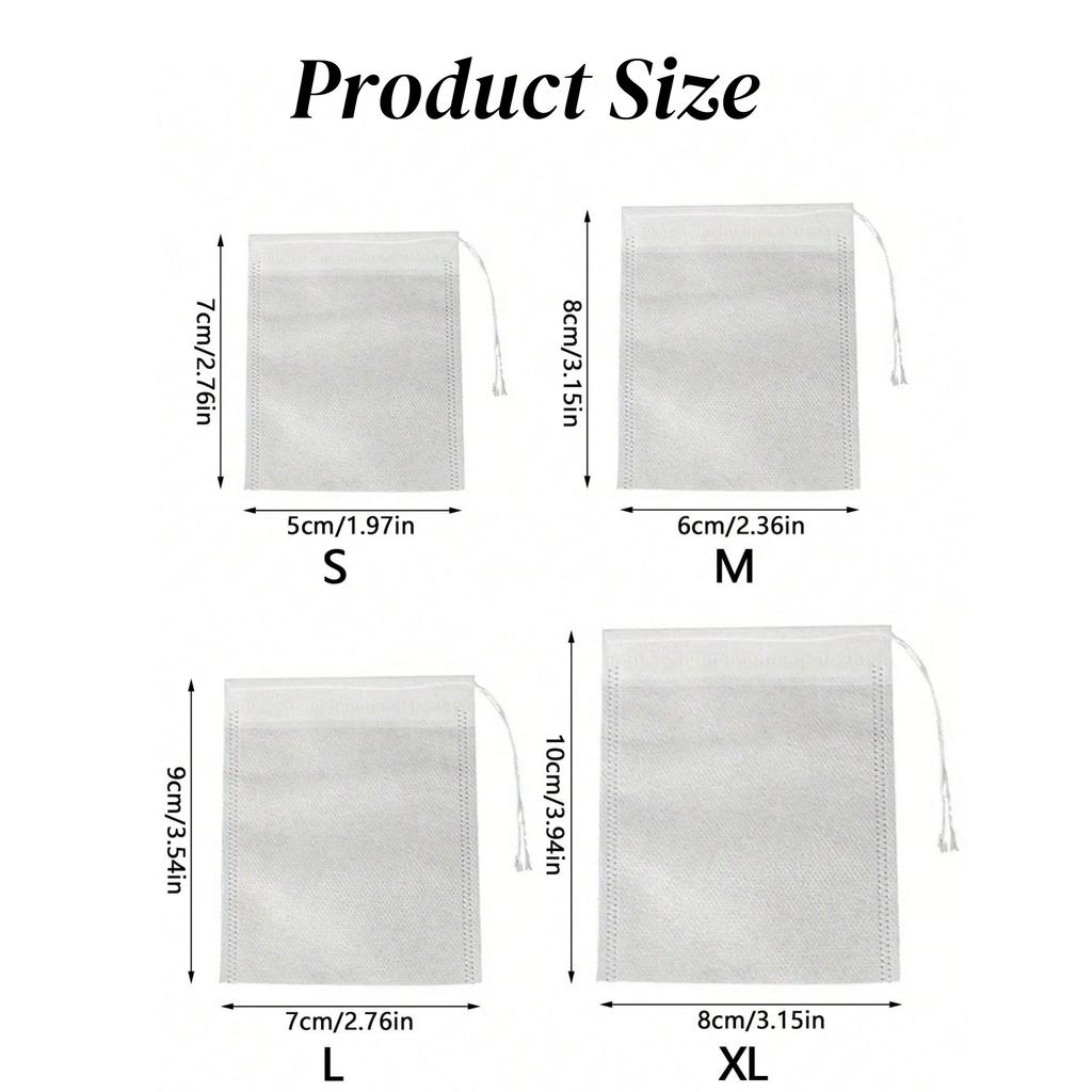 100 ks jednorázových čajových sáčků z netkané textilie, potravinářské čajové filtrační sáčky s těsněním z šňůrky pro čajový infuzér, koření, byliny, kávové filtry