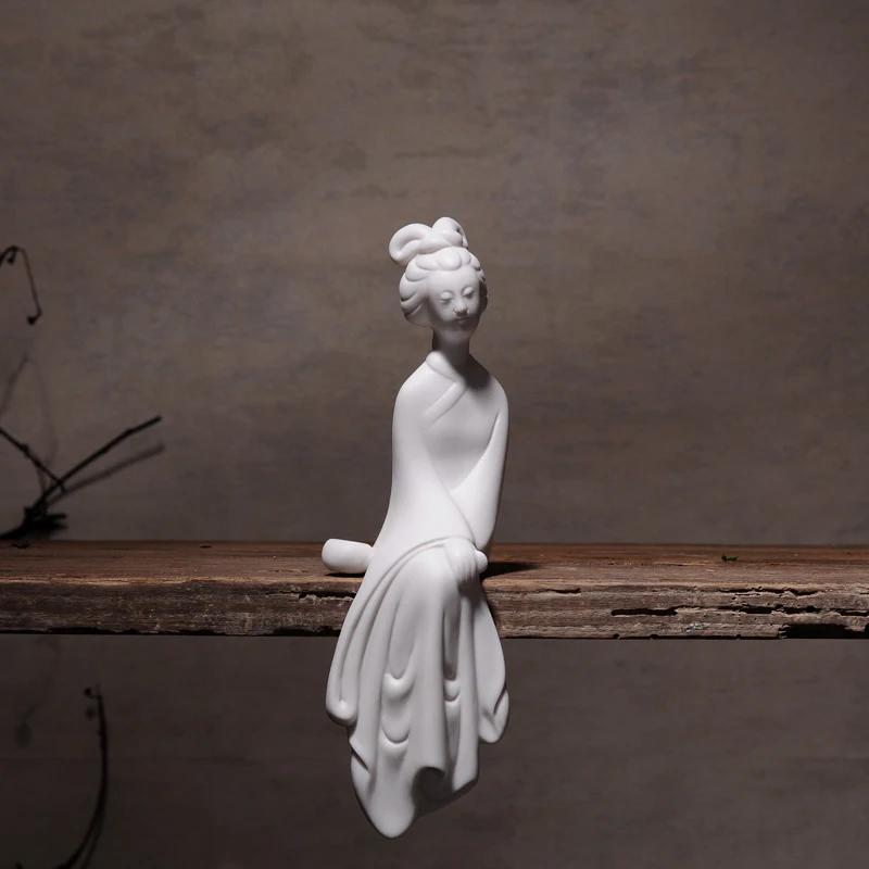 F Dehua White Porcelain Home Ornaments Classical Ladies Home Furnishing Decoration Creative Ceramic Tea Living Room Figurines