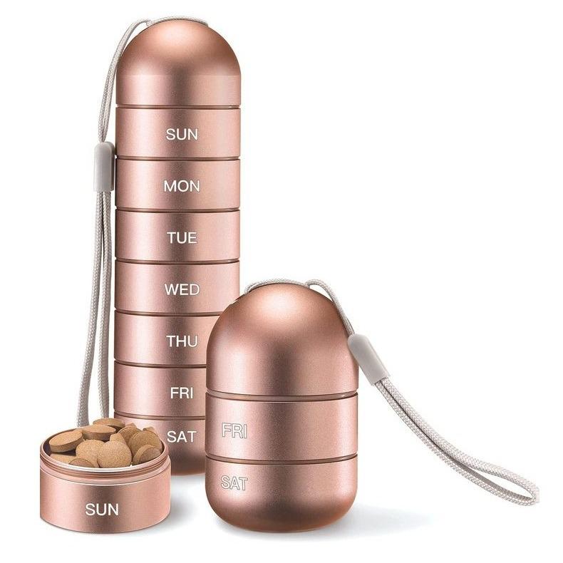 Compact Metal Weekly Pill Box for Travel and Elderly - Convenient, Sealed, Portable Storage