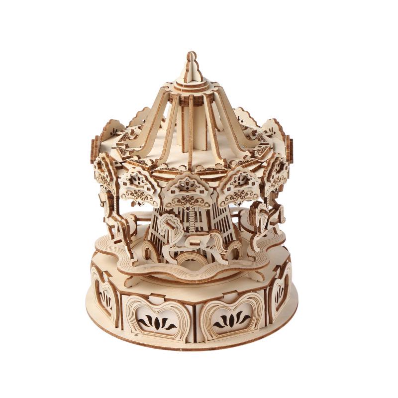 3D Wooden Music Carousel Puzzle: Educational DIY Stereo Toy Gift