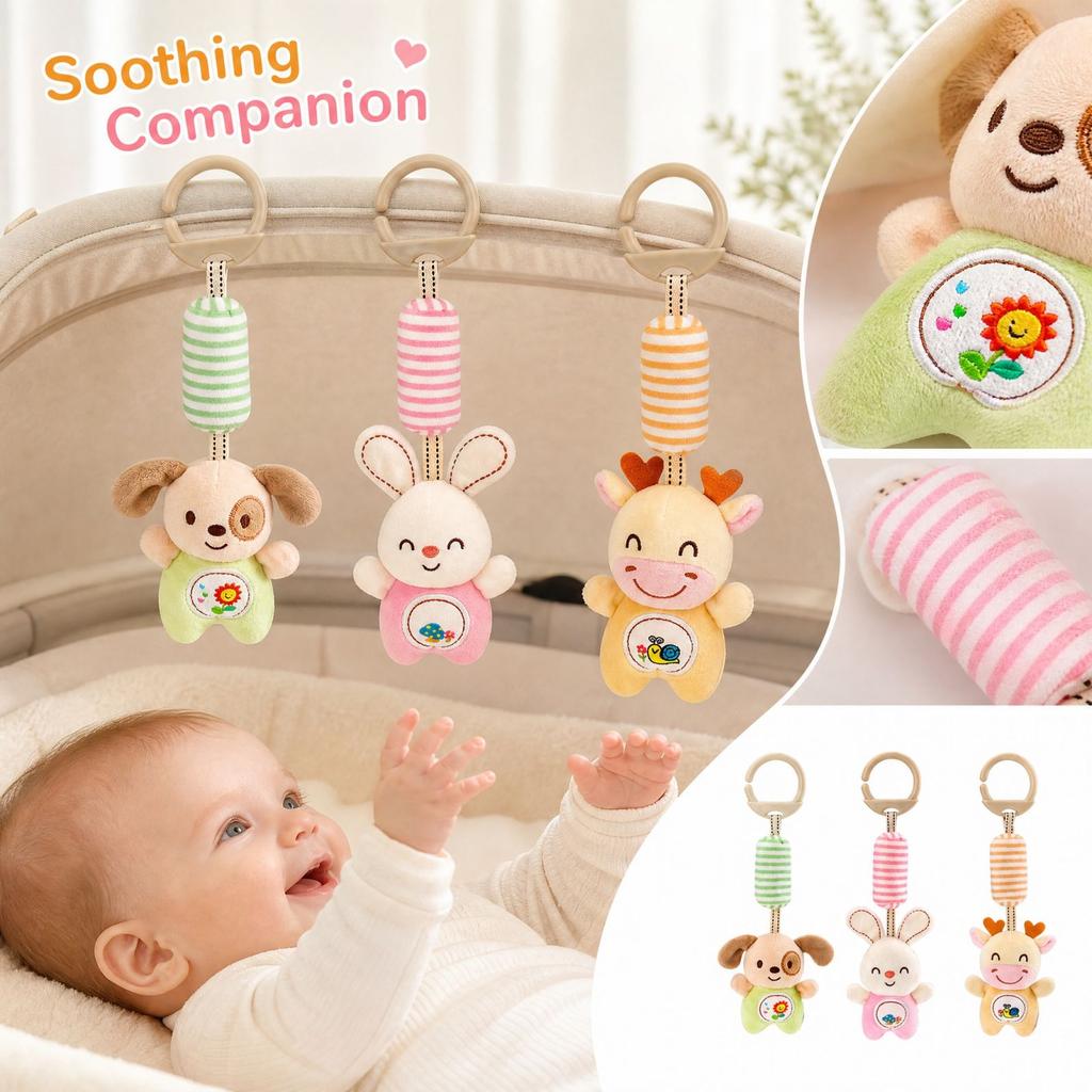 Baby Stroller Hanging Plush Toy with Soft Wind for Soothing and Play