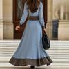 New autumn women's clothing long-sleeved long dress leopard print splicing dress European and American women's clothing