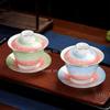 180ml Ceramic Enamel Covered Bowl Household Tea Bowl Chinese Style Tea Maker with Lid Gradient Underglaze Colored Tea Cup