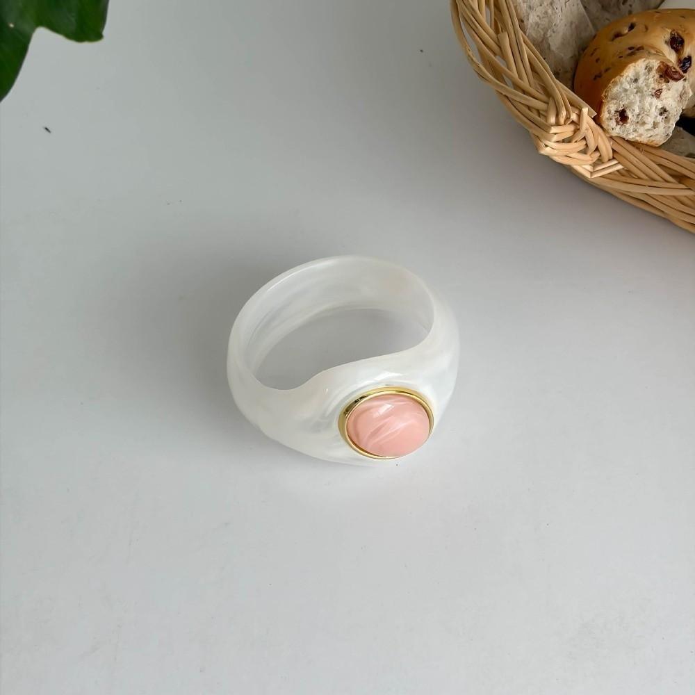 Stone Inlay Wide Bangle Oval Chunky Bracelet New Irregular Resin Bracelet  Gifts