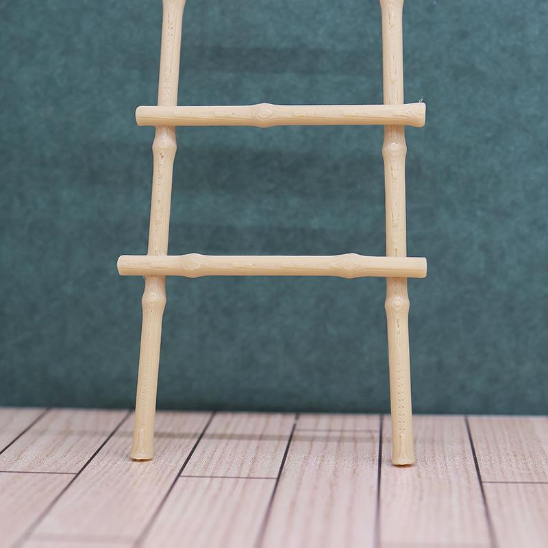 1 Piece Dollhouse 1:12 Scale Simulated Bamboo Ladder Model Micro Landscape Small Ornament Diy Home Decoration