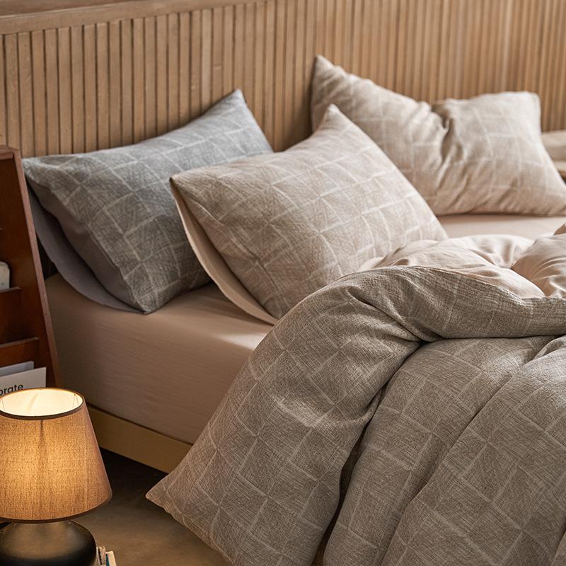 

Silent Wind~ Class A Maternal And Infant Grade Cotton Double-Layer Gauze 4Pcs Set Of Pure Cotton Thickened Three-Layer Yarn Bedding 1.8m bed sheet 4pc | 2*2.3 quilt