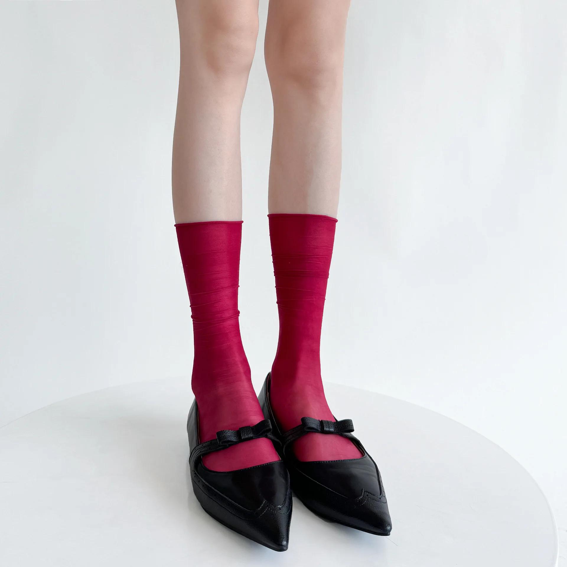 

Женские носки летние ультратонкие прозрачные нейлоновые длинные носки женские повседневные тонкие дышащие однотонные черные белые телесно-серые носки