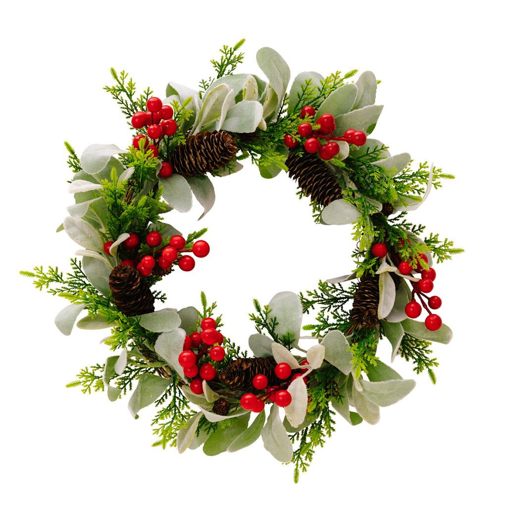 American European Elegant Style Christmas Red Berry Wreath Perfect For Seasonal Decor