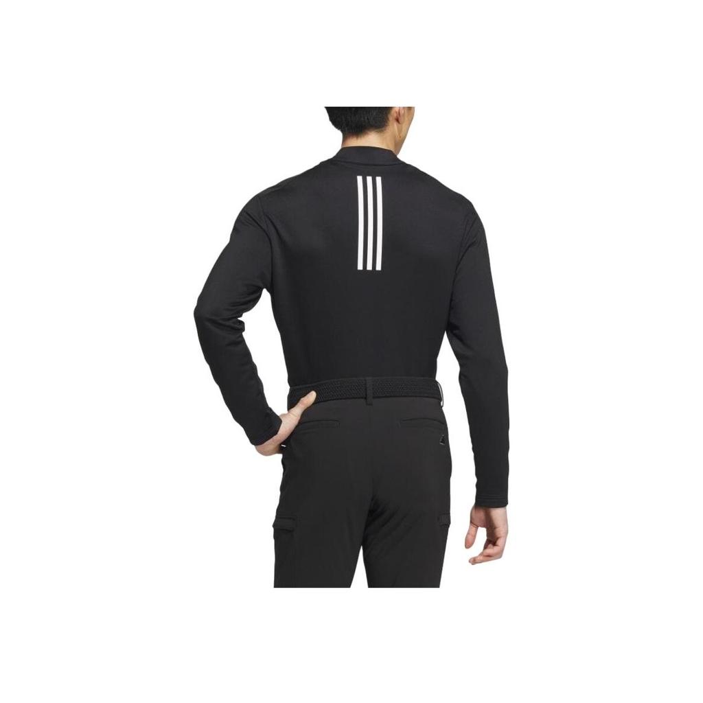 Adidas SS23 Solid Color Fitted Long Sleeve Polo Shirt Men tops Black HZ6052
