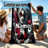 Custom Name Personalized Harley Quinn Joker Print Beach Towel, for Trip Camping Beach Party Home Decor, Birthday Gift for Family & Friends