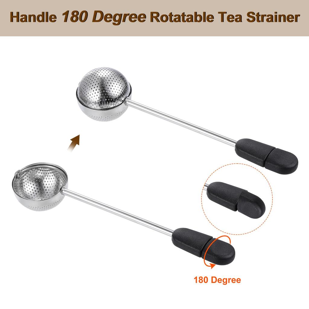 uxcell 1-Piece Tea Infuser Filter, Loose Tea Steeper, Stainless Steel Tea Strainer with Handle, Tea Ball for Loose Leaf Tea, Black