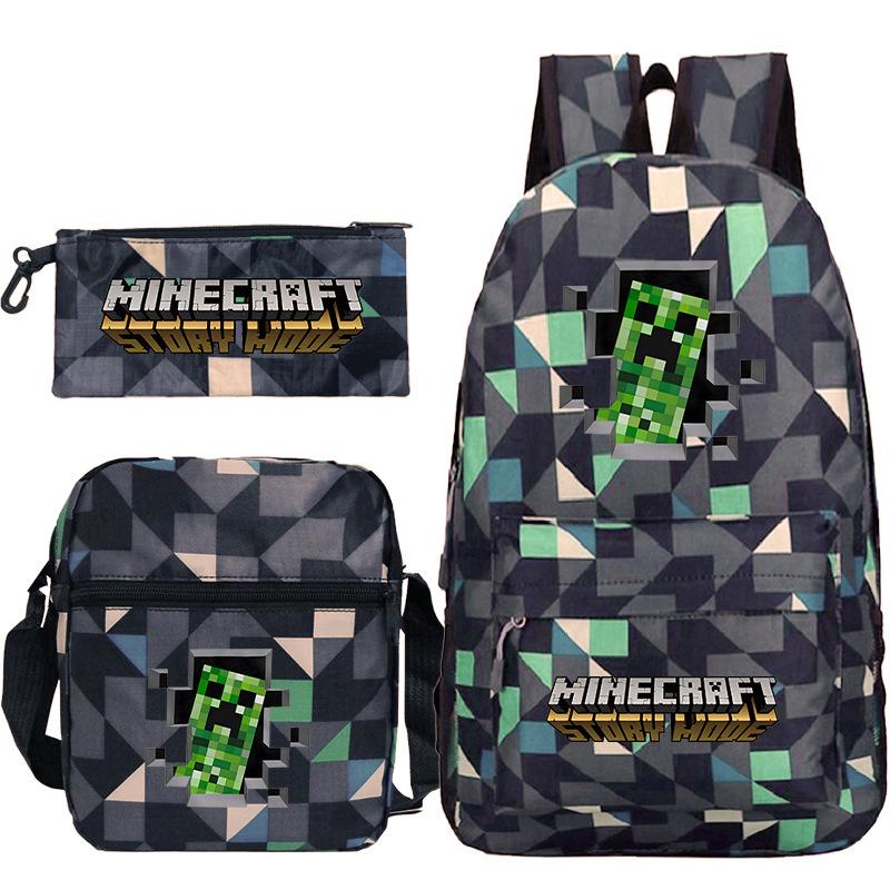 Game Merchandise Print Fashion Children'S Backpack Student Schoolbag Stationery Bag Messenger Bag Three-Piece Set