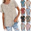 Damska Modna Casualowa Letnia Retro Nadruk Dekolt V Guziki Krótki Rękaw Góra