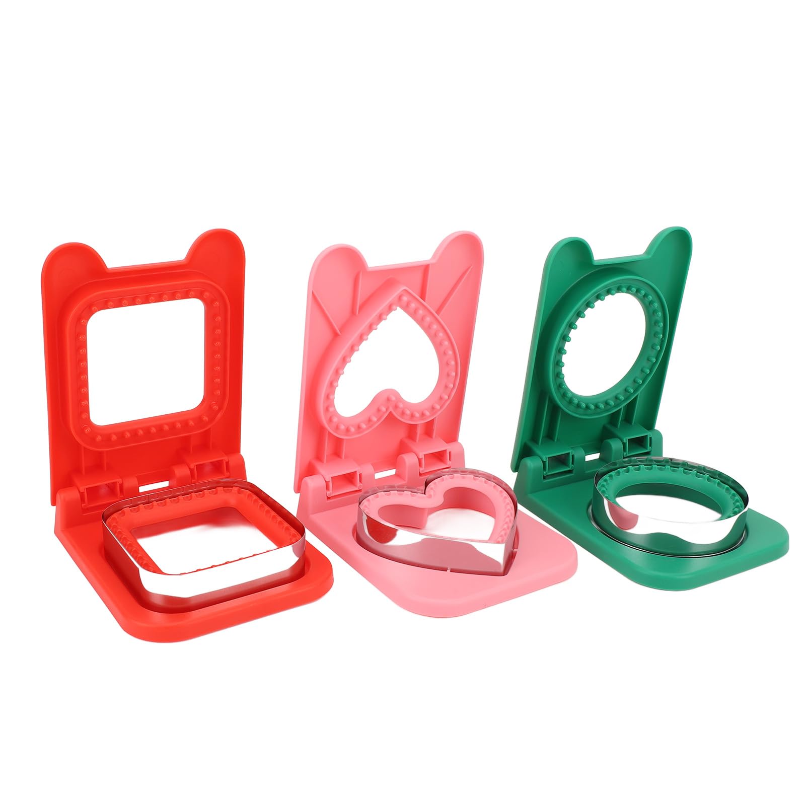 3Pcs/Set Sandwich Cutter and Sealer Round Heart Square Shapes Sandwich Bread DIY Maker A
