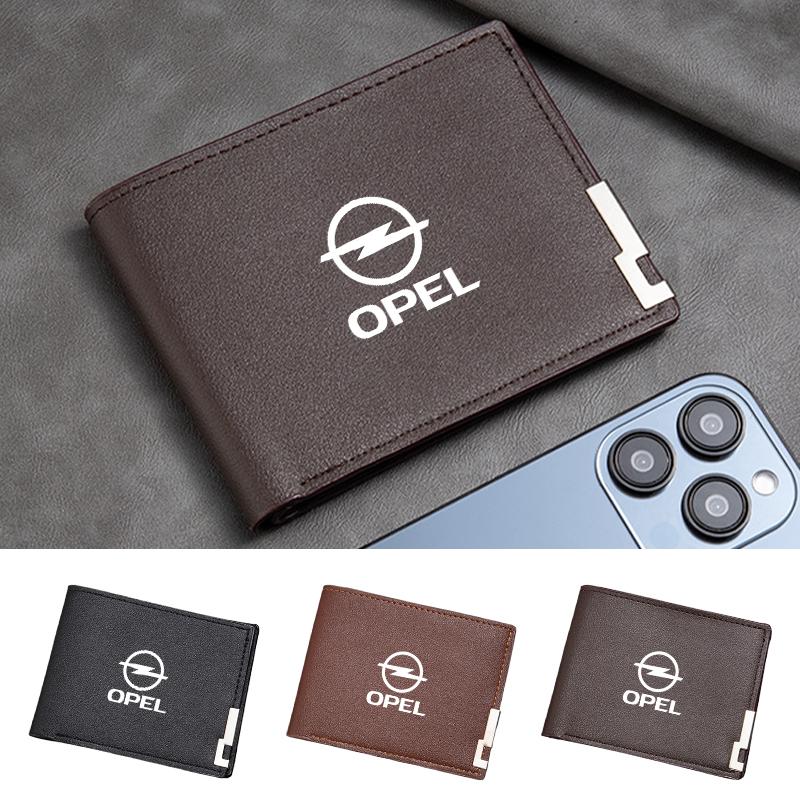 New Fashion Business Wallet Leather Car Logo Card Holder Men Coin Purse For Opel Zafira Meriva Mokka Grandland Antara Ampera