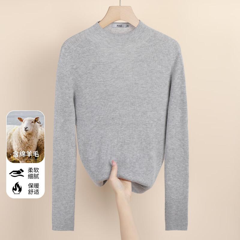 SNOWFLYING Women s Seamless Half-High Neck Wool Blend Knit Sweater M