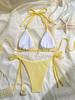 2025 Europäischer & Amerikanischer Damen Sexy Rückenfreier Träger Bikini in Unifarbe