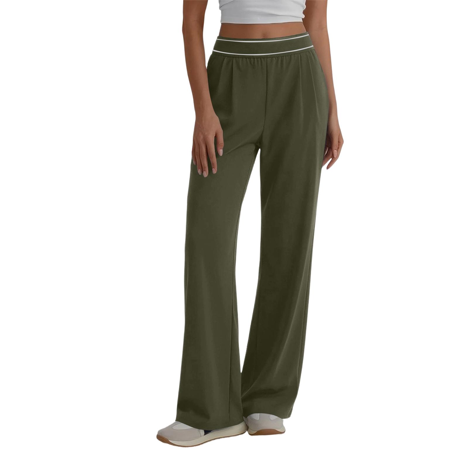 Women s Casual Straight Leg Yoga Sports Pants Wide Leg Pants L