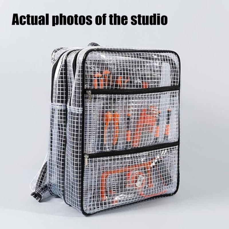 Industrial Grade 18Inch Anti Statics PVC Tool Backpack Heavy Duty Clear Mesh Compartments For Electronics Technicians